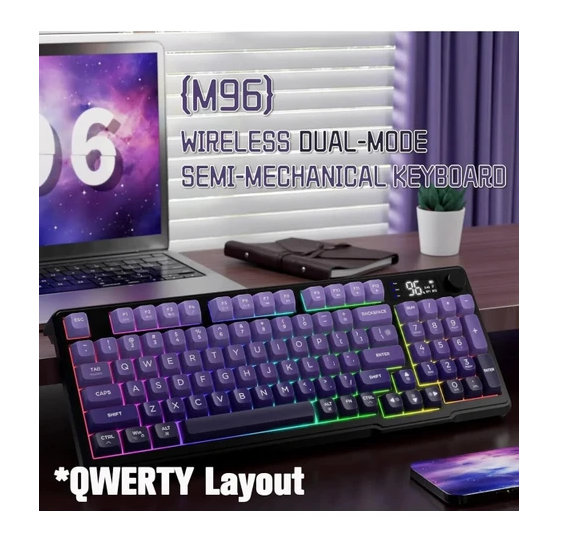 Freewolf M96 2.4g+Bt5.0 Triple Mebran Sessiz Tasarım Tft LED Ekranlı Reinbow Gaming Oyuncu Klavye